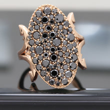 Load image into Gallery viewer, Natural Diamond Round Black Diamond Unique Design Ring For Her Gift For Her Anniversary Ring In 14K Rose Gold
