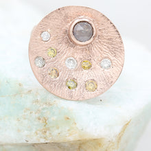 Load image into Gallery viewer, Natural Diamond Round Fancy Diamond Rose Cut Diamond Salt &amp; Pepper Diamond Unique Peacock Design Ring In 10K Rose Gold
