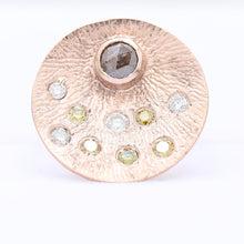 Load image into Gallery viewer, Natural Diamond Round Fancy Diamond Rose Cut Diamond Salt &amp; Pepper Diamond Unique Peacock Design Ring In 10K Rose Gold
