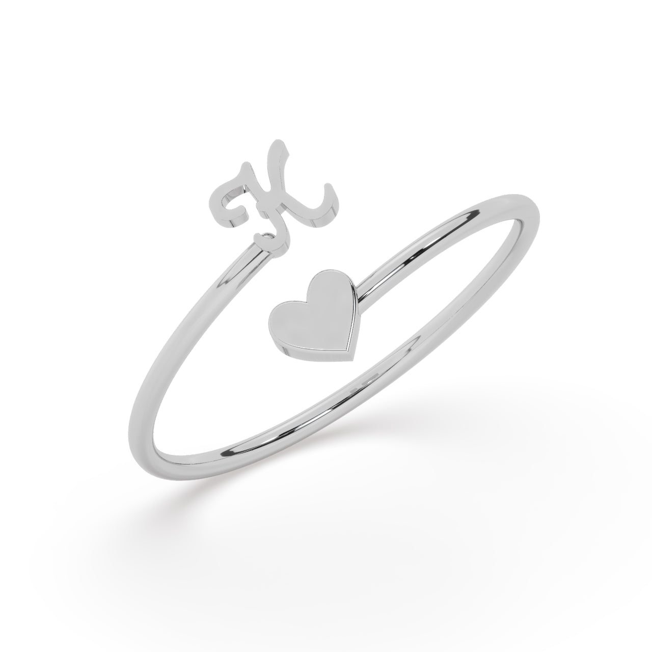 Personalized Design Ring | Custom Name Letter With One Side Heart Logo | Gift For Valentine | Minimalist Ring