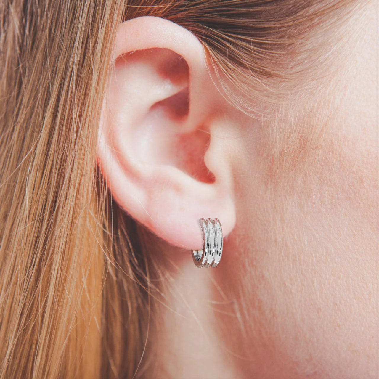 Gold Triple Round Shape Earrings | Gold Filled Earrings | Huggie | Minimalist Earrings