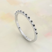Load image into Gallery viewer, Natural Diamond Prong Set | Round Shape Black Diamond | Half Eternity Engagement Ring | Minimalist Ring
