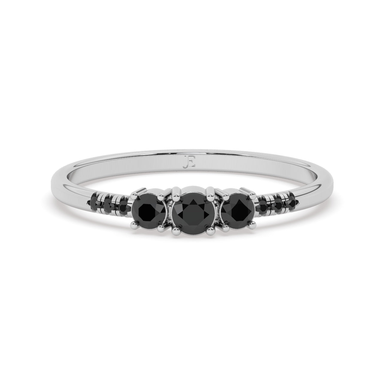 Natural Diamond Prong Set | Round Shape Black Diamond | Engagement Ring | Minimalist Ring