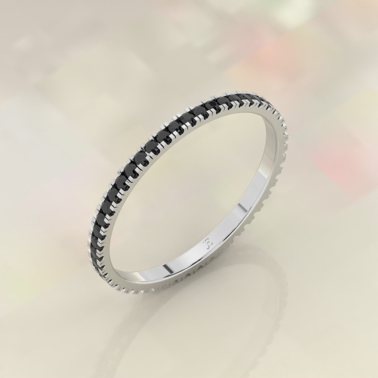 Natural Diamond Pave Set | Round Shape Black Diamond | Engagement Ring | Minimalist Ring