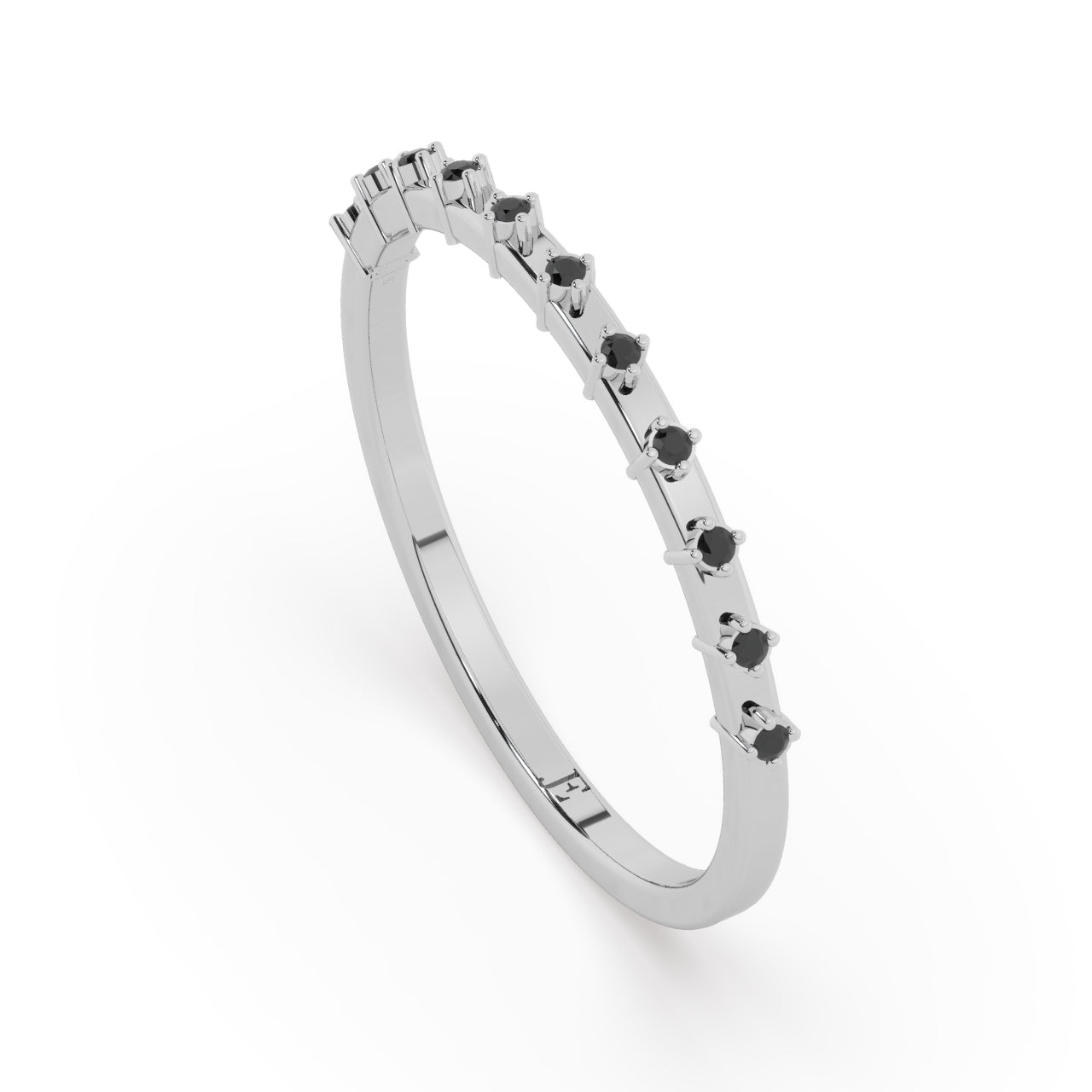Natural Diamond Prong Set | Round Shape Black Diamond | Half Eternity Engagement Ring | Minimalist Ring